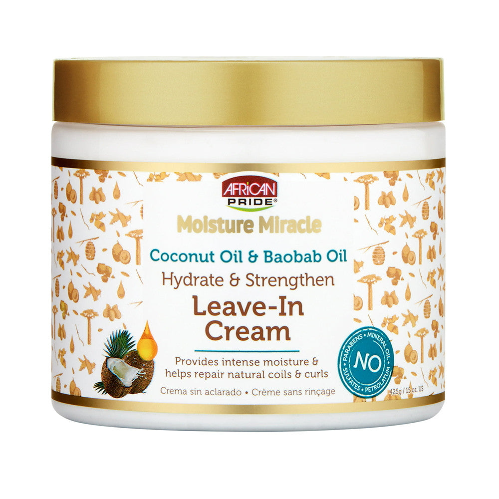 African Pride Coconut Oil and Baobab Oil Leave In Hair Cream, 15 Oz